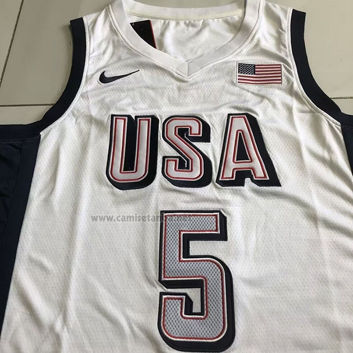 Camiseta USA 2024 Anthony Edwards #5 Blanco